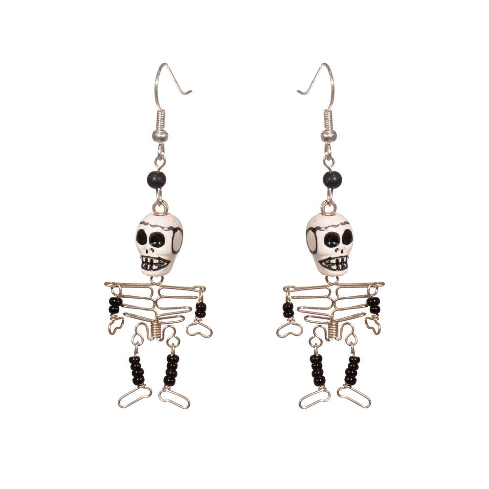  Skeleton Metal And Bead Earrings