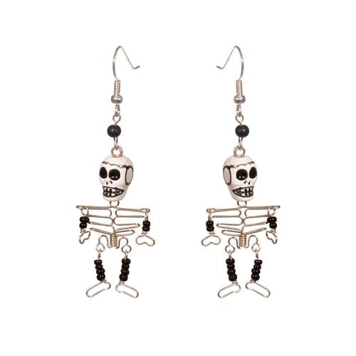 Skeleton Metal and Bead Earrings
