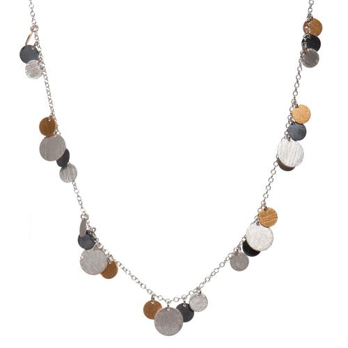 Mixed Dot Necklace: Gold/Silver/Ox. Silver