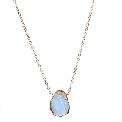 Blue Chalcedony Druzy Necklace