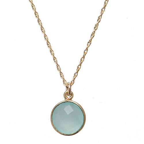 Round Faceted Blue Chalcedony Necklace