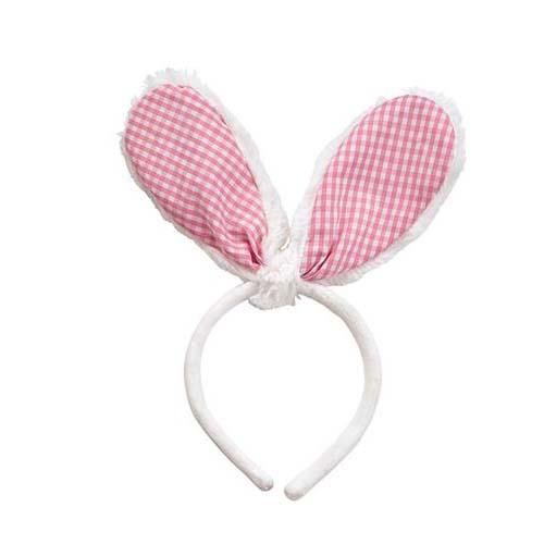 Bunny Ear Headband: Pink Gingham