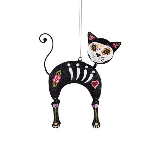Sugar Skull Cat Ornament: Arching