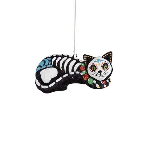 Sugar Skull Cat Ornament: Lying