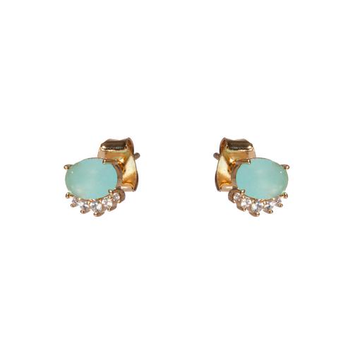Oval Fringe Earrings: Mint Chalcedony/Gold