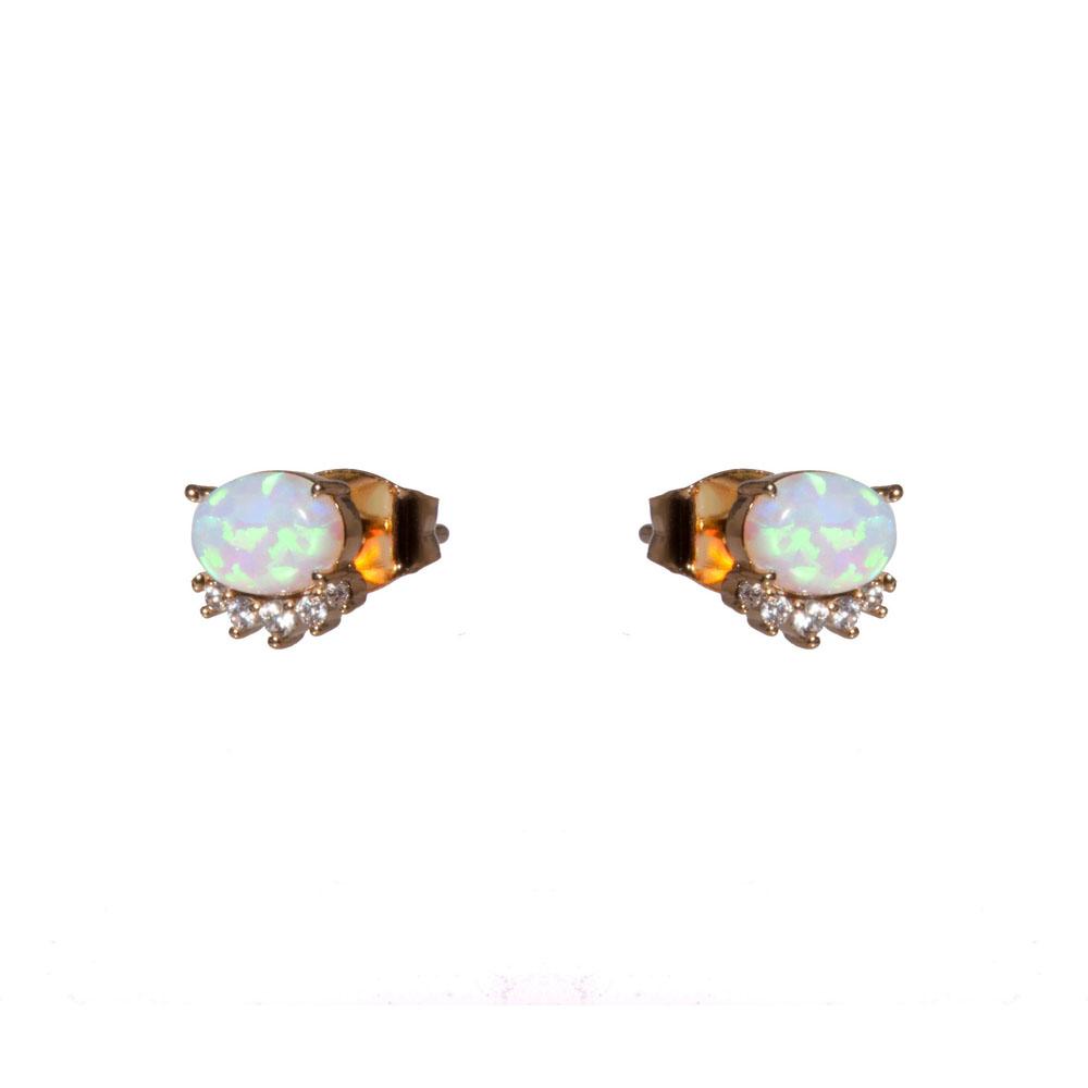  Oval Fringe Earrings : Opal/Gold