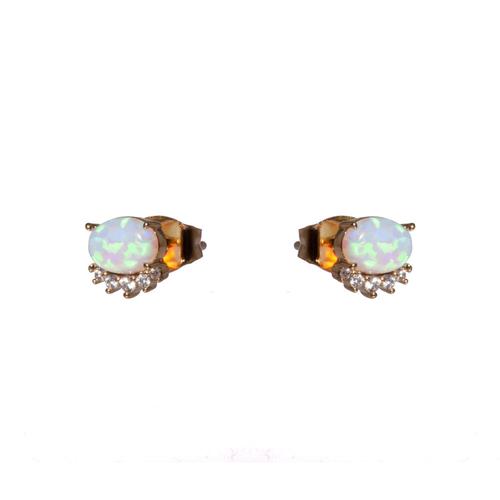 Oval Fringe Earrings: Opal/Gold