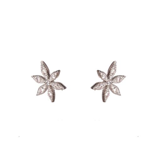Pavé Flower Post Earrings: Silver