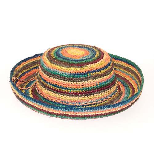 Crochet Raffia Hat - Mixed Brights