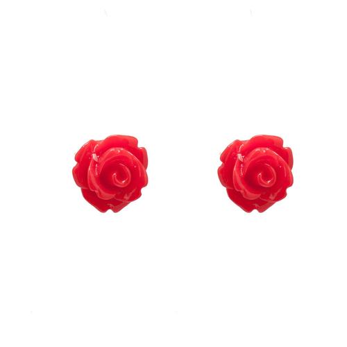 Mini Rose Earrings- Red