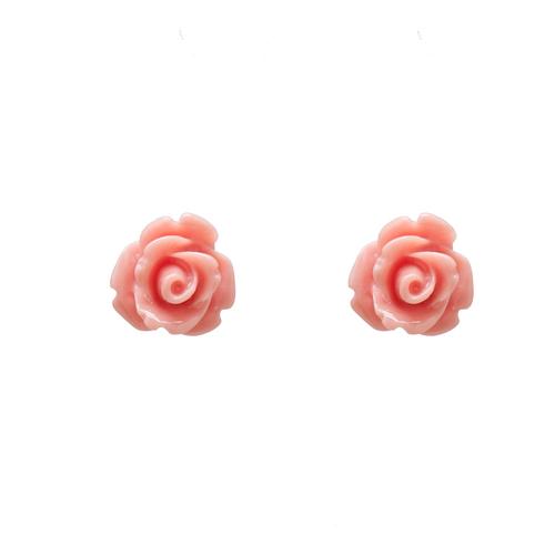 Mini Rose Earrings- Salmon