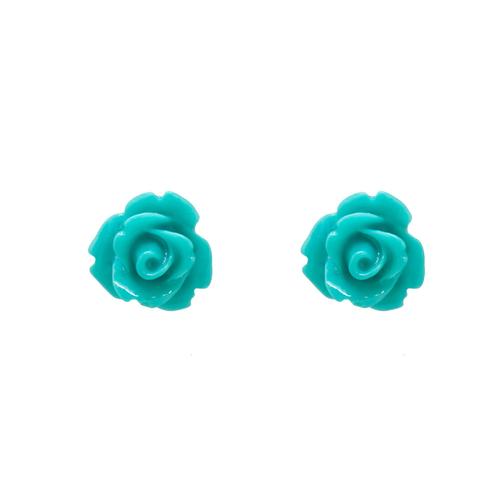 Mini Rose Earrings- Teal