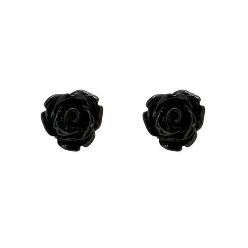 Mini Rose Earrings- Black