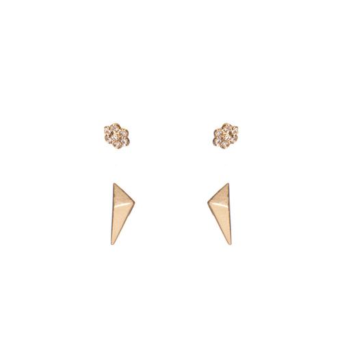 Flower/Triangle Stud Earring Set