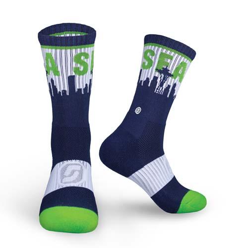 Skyline Socks: SEA/Navy/White/Lime