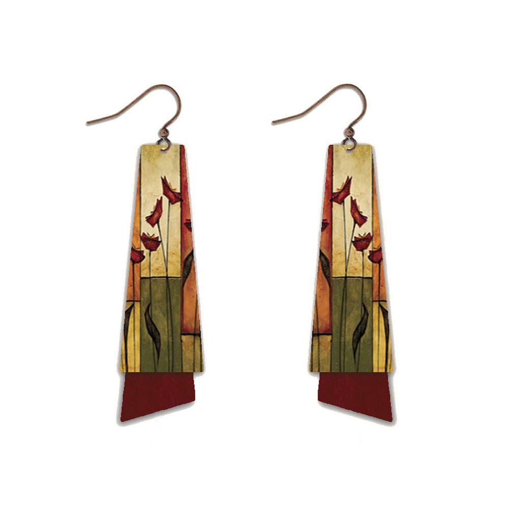  Giclée Earrings : Lozenges Rod Yellow/Red