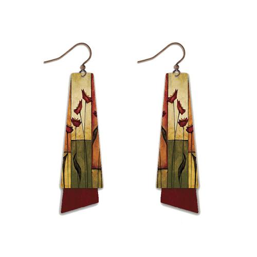 Giclée Earrings: Lozenges Rod Yellow/Red