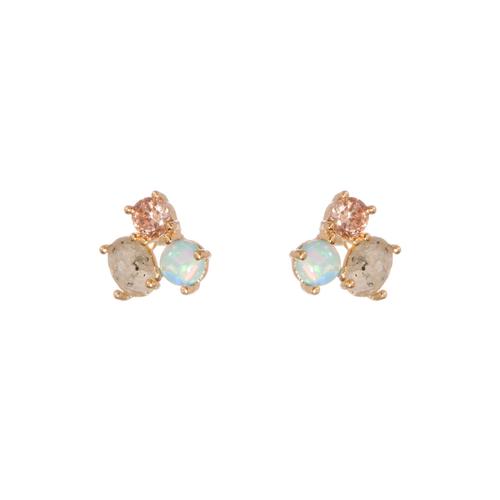 Cluster Earrings: Opal/Labradorite/Champagne