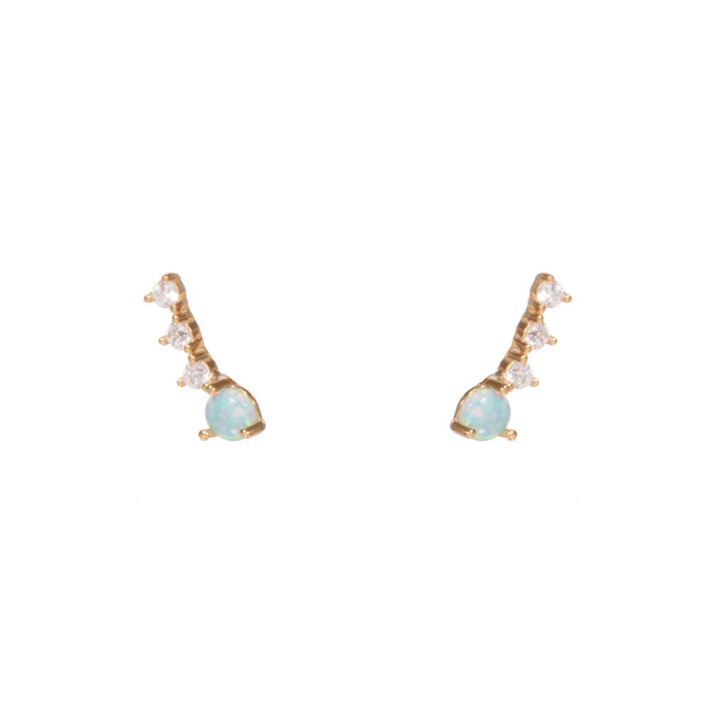  Mini Climber Earrings : Opal/Cubic Zirconia