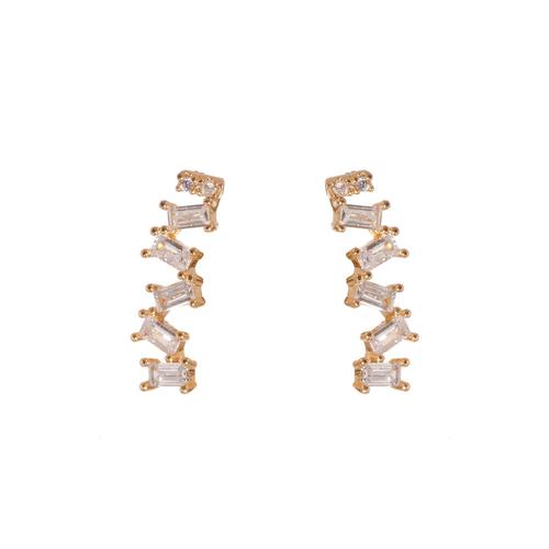 Rectangular Climber Earrings: Cubic Zirconia