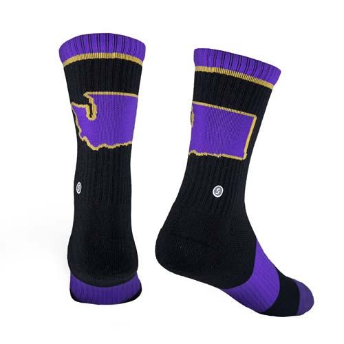 Skyline Socks: WA State Black/Purple/Gold