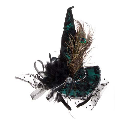 Peacock Headband Witch Hat: Green