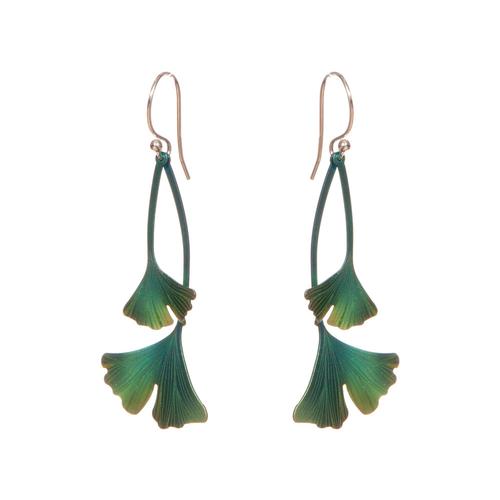 Ginkgo Drop Earrings: Turquoise/Green