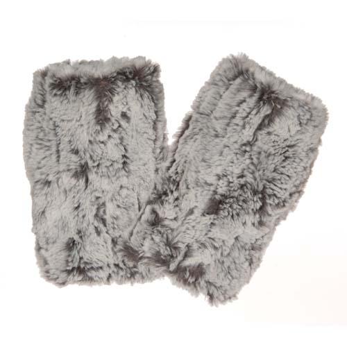 Faux Fur Half Gloves: Khaki/Ivory