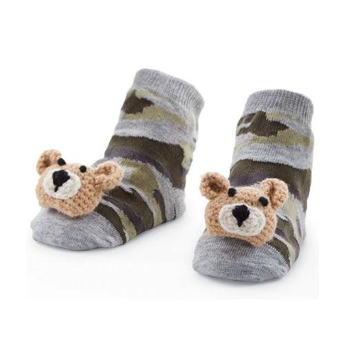 Rattle Toe Socks: Camo Bear