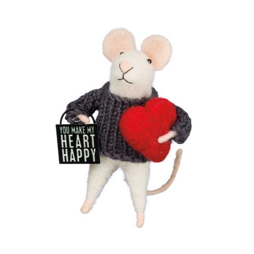 Mouse Ornament: You Make My Heart Happy