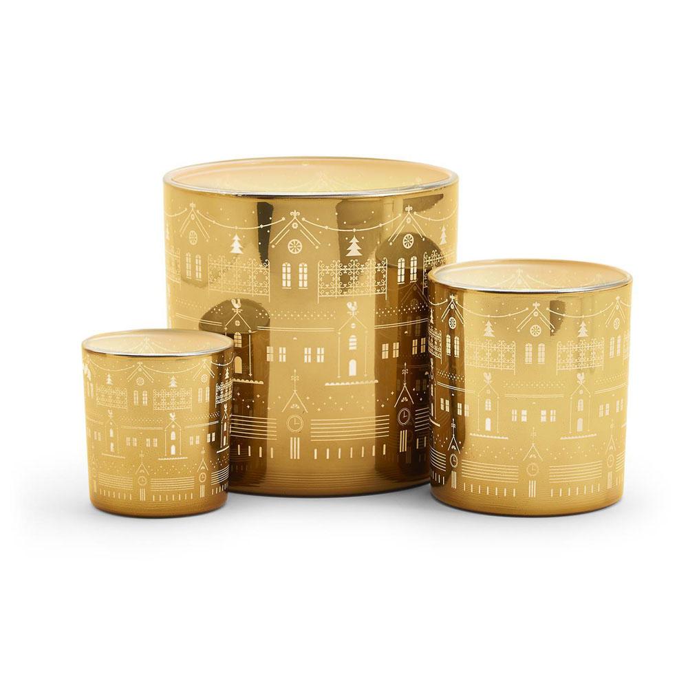  Holiday Town Scene Candleholder