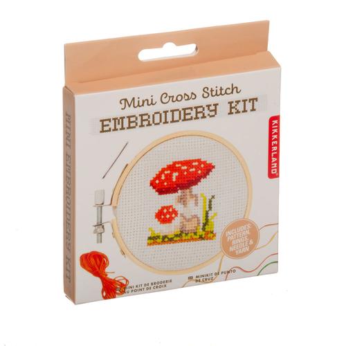 Mini Cross Stitch Embroidery Kit: Mushroom