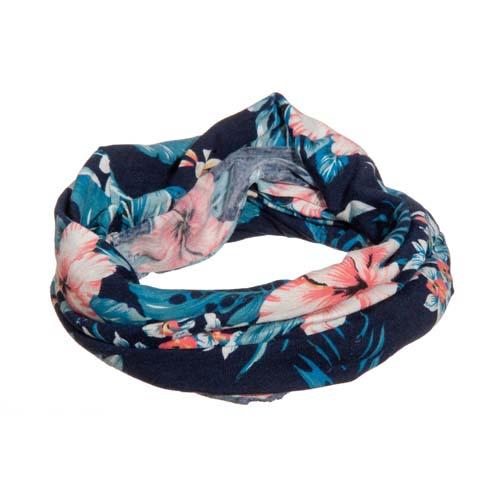 Floral Knit Headband: Navy