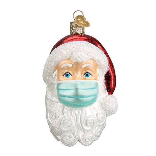 Santa w/Face Mask Ornament