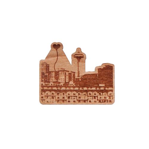 Seattle Space Needle Wooden Magnet