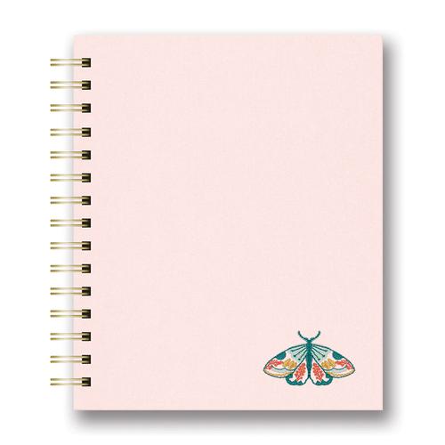Embroidered+Tabbed Spiral Notebook: Floral Moth