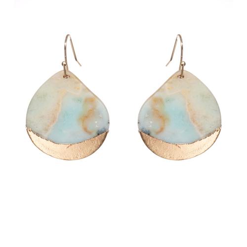 Stone Dipped Earrings: Amazonite/Gold