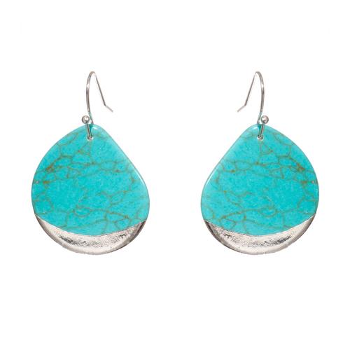 Stone Dipped Earrings: Turquoise/Silver