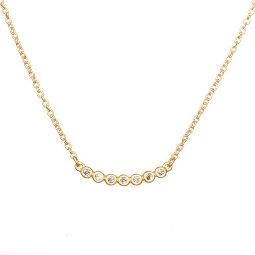 Horizontal Bezel Pendant Necklace: Gold