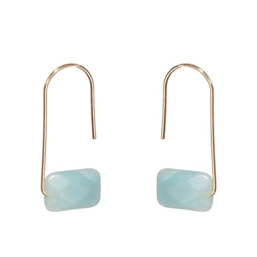 Floating Stone Earring: Amazonite/Gold