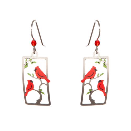 Cardinals in Tree Earrings