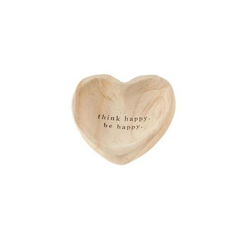 Wood Heart Trinket Dish: Think Happy