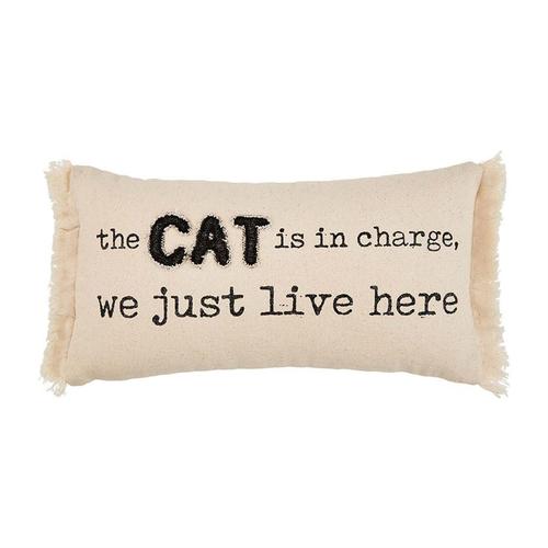 Cat Sentiment Pillow: In Charge