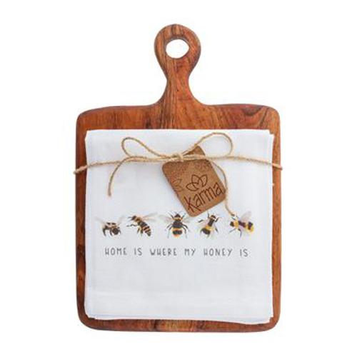 Cotton Tea Towel w/ Cutting Board: Bee