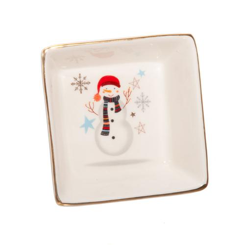 Square Holiday Dish: Snowman