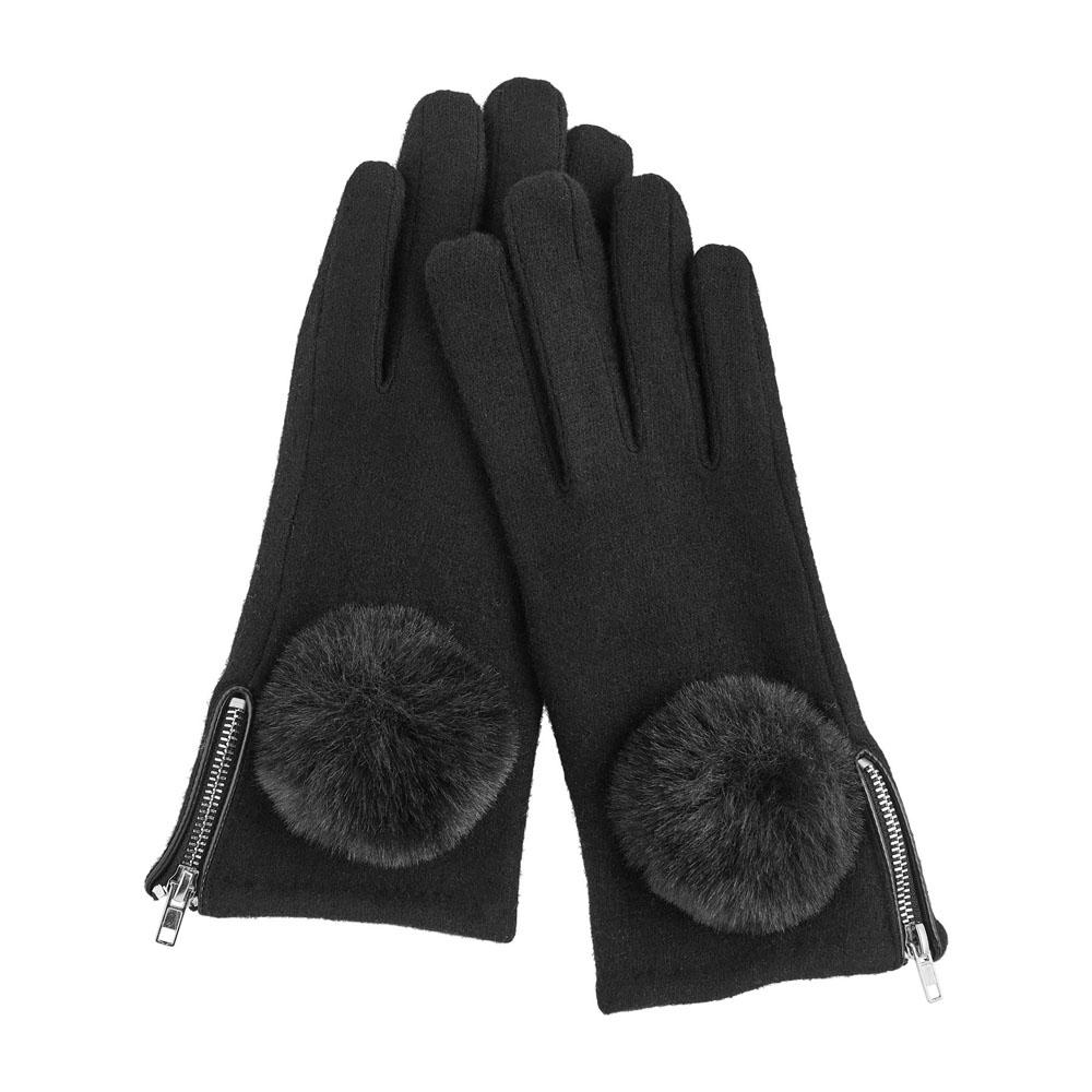  Zipper Poof Gloves : Black