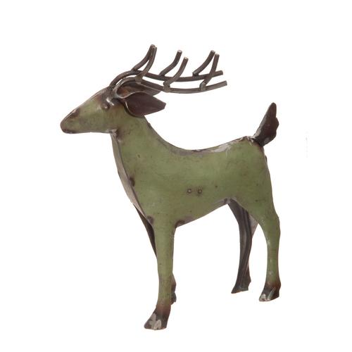 Recycled Metal Deer Figure: Green
