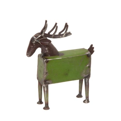 Recycled Metal Deer Figure: Rectangular