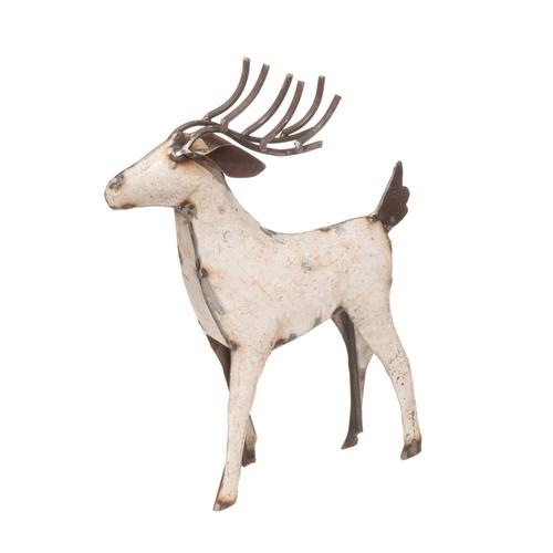 Recycled Metal Deer Figure: White