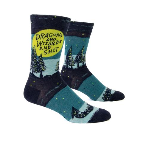 Mens Crew Socks: Dragons And Wizards